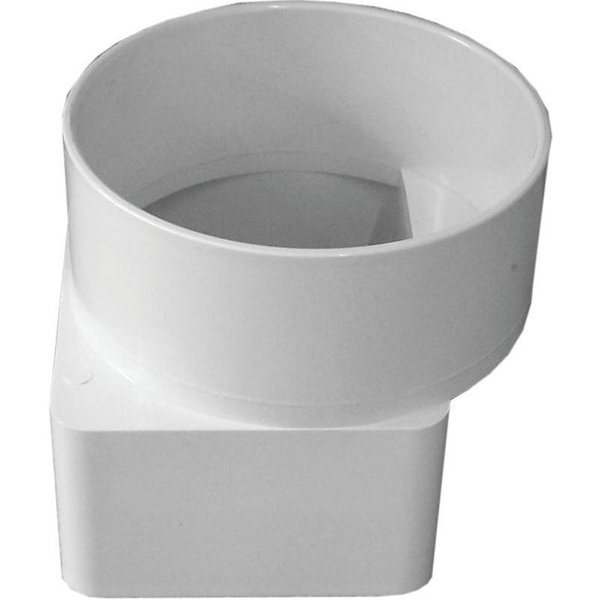 Genova CANPLAS Downspout Adapter, 3 x 4 in Connection, Hub, PVC, White 414463BC